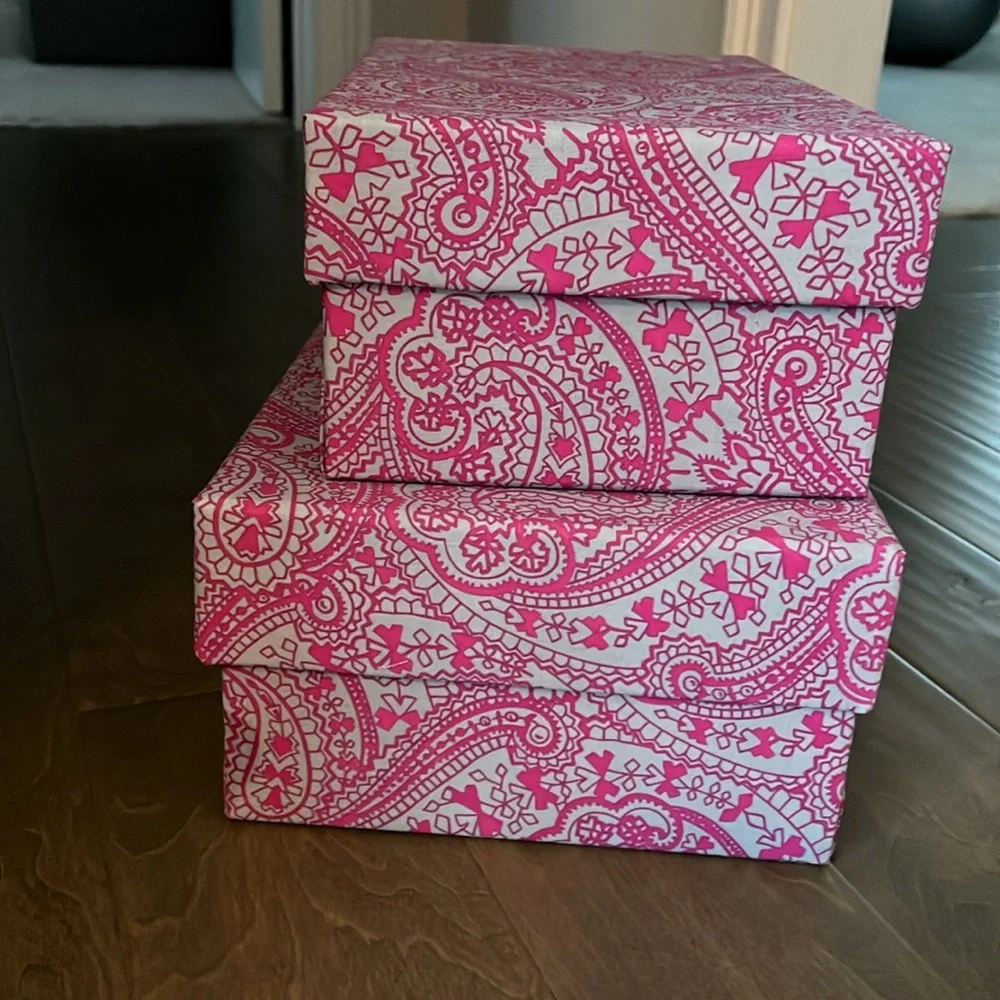Set of 2 Fabric Covered Decorative Storage Boxes - Picture 2 of 3
